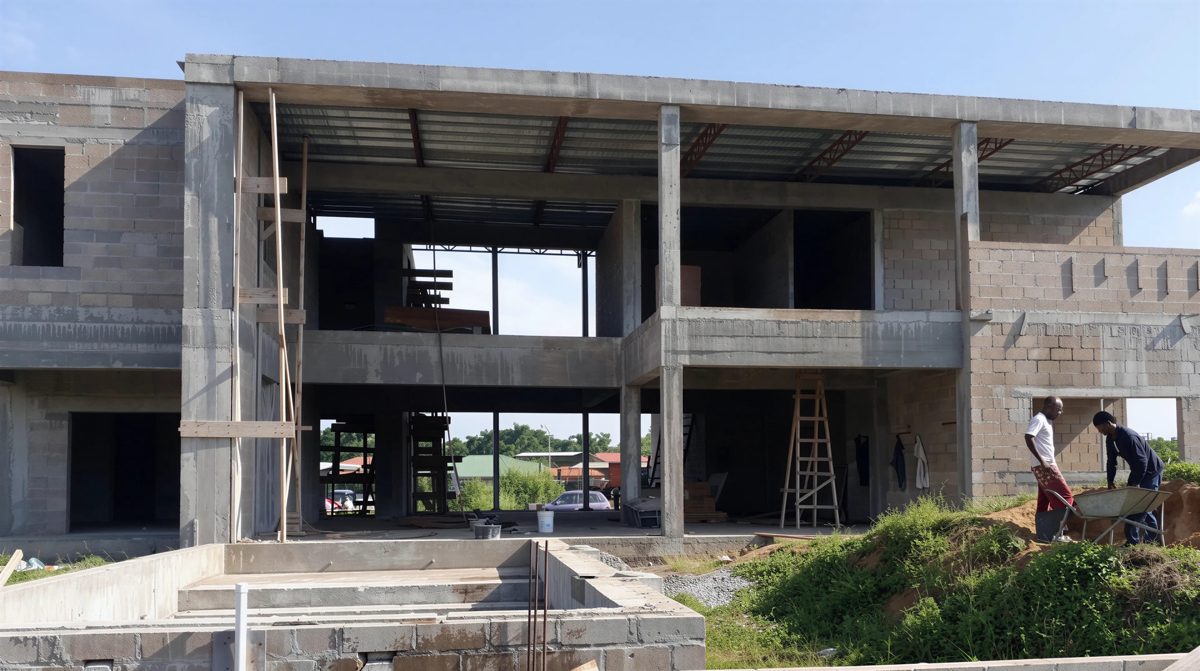 Betonconstructie tijdens de bouw