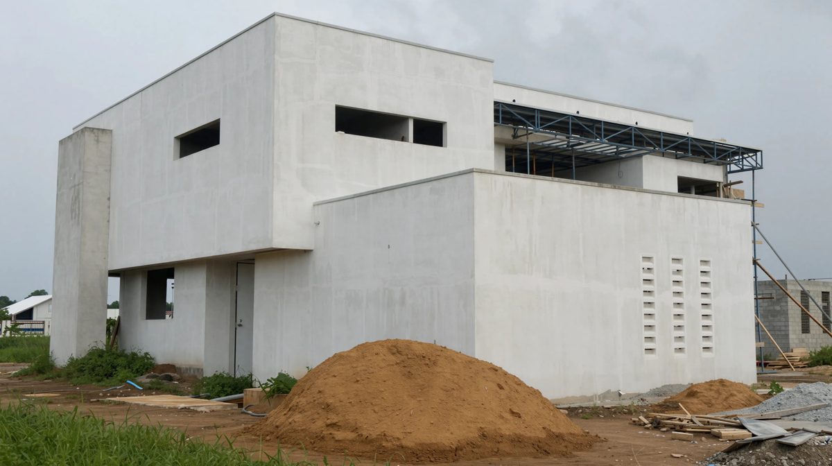 Betonconstructie tijdens de bouw