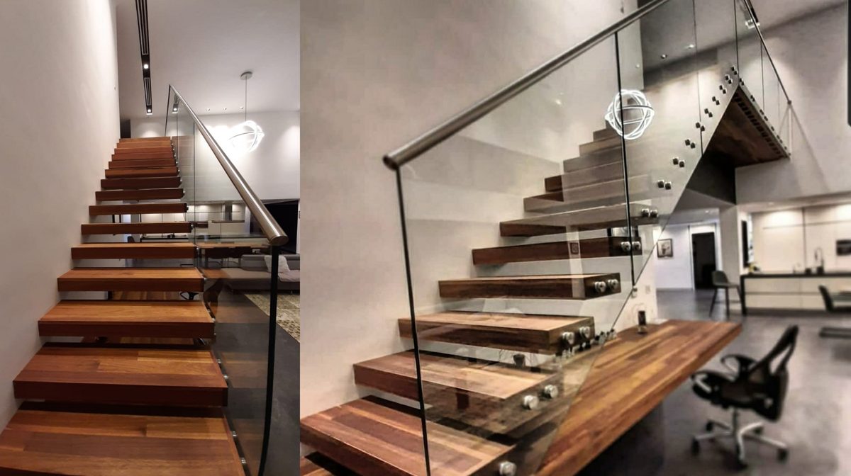 Zwevende trap in het interieur