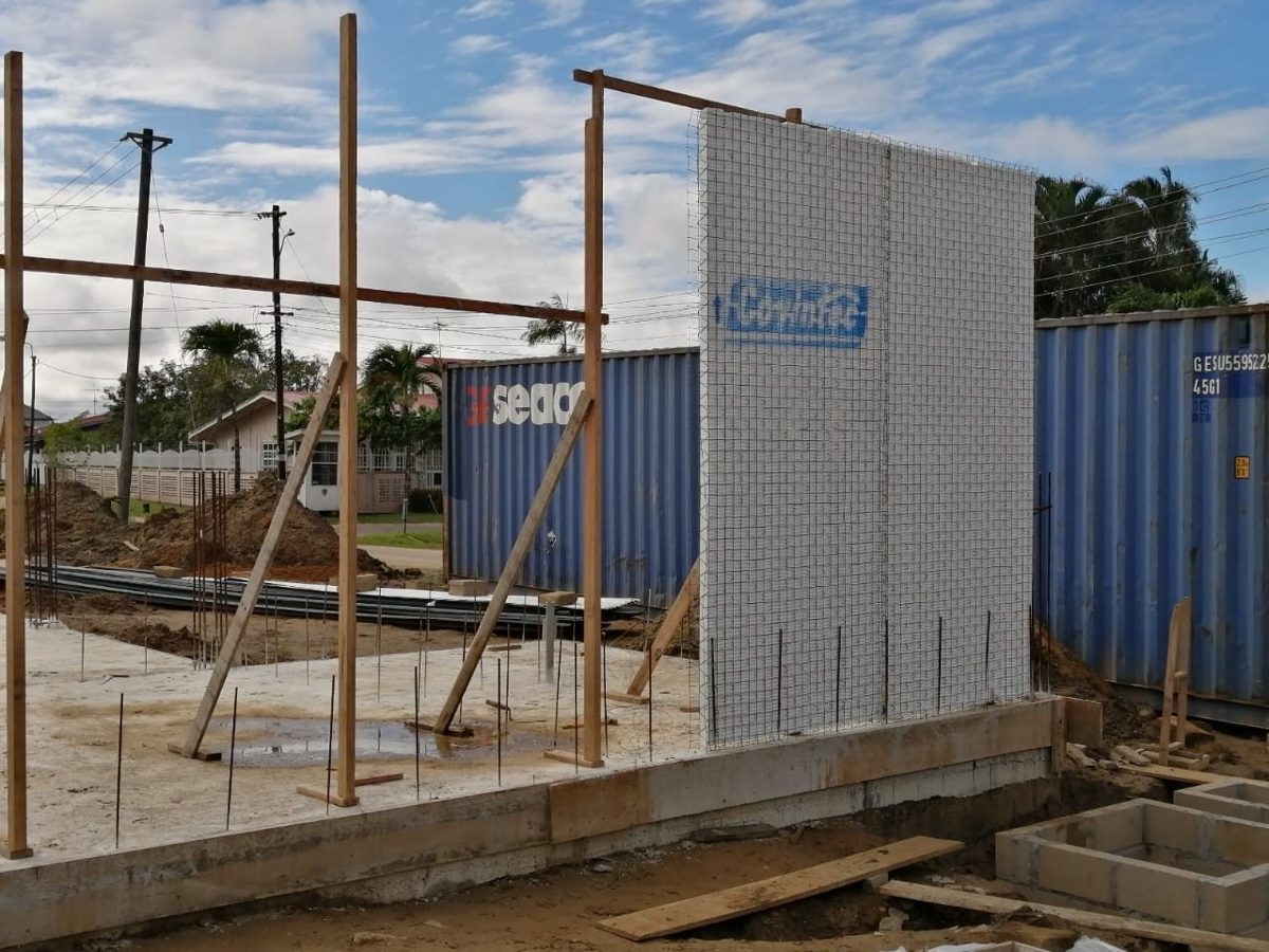 Metselwerk tijdens de bouw
